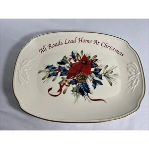 Lenox Winter Greetings Cardinal All Roads Lead Home at Christmas 14"Platter NIB